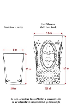 Acrylfarbenes 6-teiliges hohes Glas & Wasser-Erfrischungsgetränkeglas 750 ml (große Größe & kein Glas) - 10