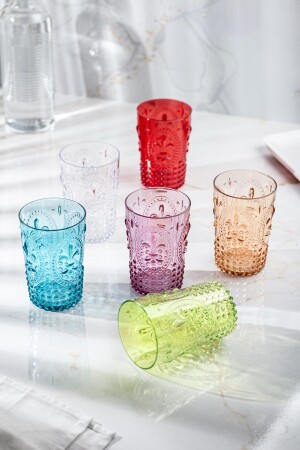 Acrylfarbenes Set mit 6 kurzen Gläsern und Softdrink-Kaffeegläsern 400 ml (kein Glas) 1653164 - 1