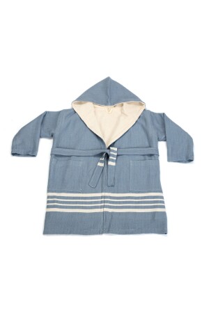 Ada Kapüşonlu Çocuk Bornozu Havacı Mavi PSHC1055SB - PESHCE