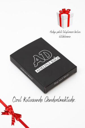 Adelina Black Crocodile Patterned Mechanism Automatic Slide Card Holder Wallet Crocodile Card Holder ADL2845 - 7