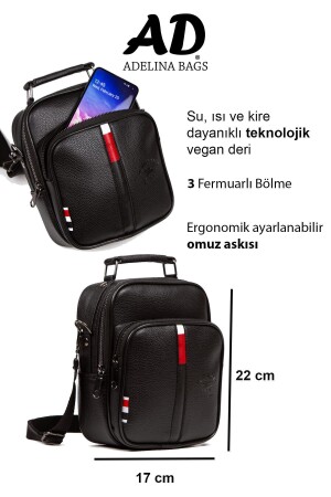 Adelina Hand- und Umhängetasche aus schwarzem Leder für Reisen und Alltag mit Kreuzgurt PRA-6602811-0595 - 4