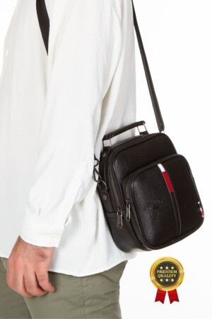 Adelina Hand- und Umhängetasche aus schwarzem Leder für Reisen und Alltag mit Kreuzgurt PRA-6602811-0595 - 1