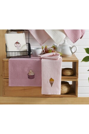 Adelina Kitchen Ice Cream Set 6 Adet Pamuklu Nakışlı Desenli Mutfak Havlusu Kurulama Bezi 40 X 60 evn-adlnmtfk-1 - 4