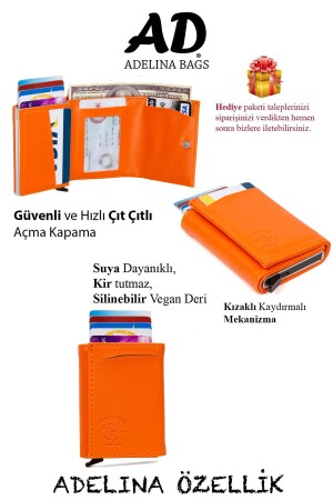 Adelina Orange Nova Leder-Geldbörse mit automatischem Schiebekartenhalter ADL2845 - 2