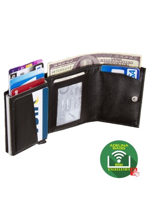 Adelina Unisex Brown Crazy Leather Mechanism Automatic Slide Card Holder Wallet ADL2845 - 8