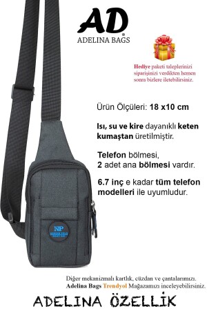 Adelina Unisex Hüft- und Umhängetasche mit Handyfach, Kreuzgurt, Brusttasche, Schwarz - 4