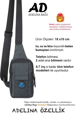 Adelina Unisex Hüft- und Umhängetasche mit Handyfach, Kreuzgurt, Brusttasche, Schwarz, ADL107143 - 2