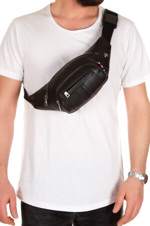 Adelina Unisex Schwarze Schulter- und Hüfttasche mit Kopfhöreranschluss ADL-5679 - 7