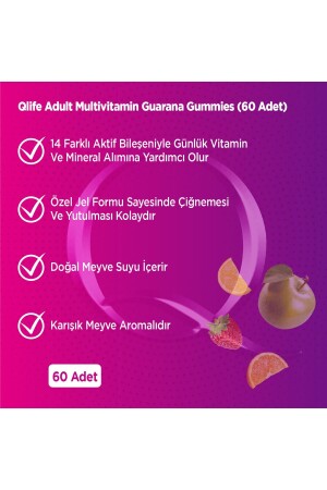 Adult Multivitamin Guarana Gummies 60 Çiğnenebilir Tablet Q-life905 - 6