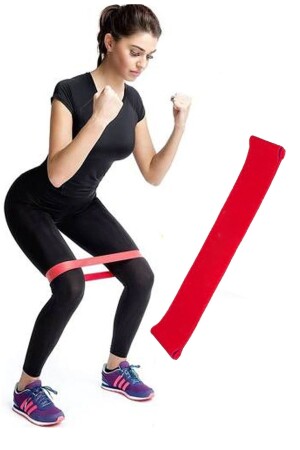 Aerobik Band Pilates Plates Yoga Fitness Squat Çalışma Lastiği Latex Egzersiz Kırmızı - 1