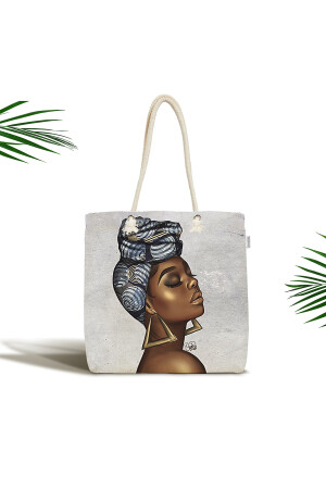 Afrikan Etnik Desenli Şık Plaj Çantası- Hafif Günlük Çanta- Vintage Çanta - 1