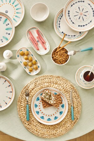 MNZ-Agatha Porcelain 32 قطعة إفطار / خدمة مجموعة لـ 6 أشخاص - Emsan