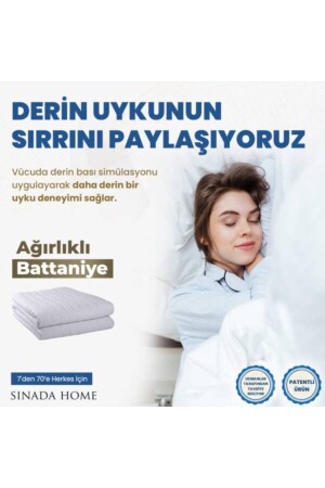 Ağırlıklı Battaniye Çift Kişilik Yorgan 10 Kg Mavi 200x220 %100 Yün Dolgulu 4 Mevsim Kullanılabilir - 4