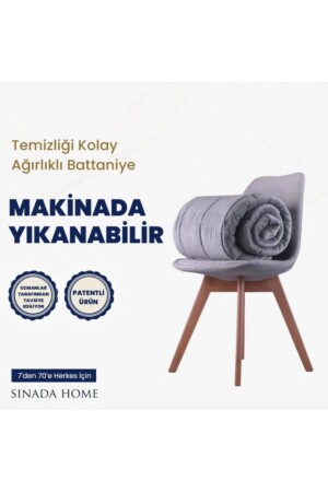 Ağırlıklı Battaniye Çift Kişilik Yorgan 10 Kg Mavi 200x220 %100 Yün Dolgulu 4 Mevsim Kullanılabilir - 5