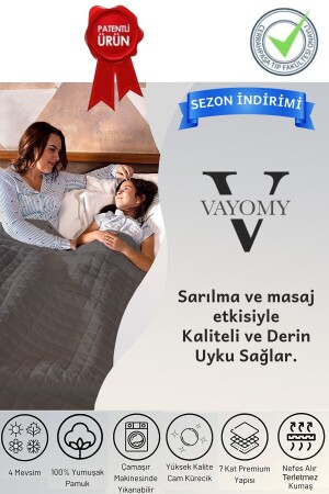 Ağırlıklı Battaniye Montessori Yorganı 3 Kg Gri 104x152 %100 Pamuk 4 Mevsim Kullanılabilir AYDM-SND-GRI-10*15-3kg - 3