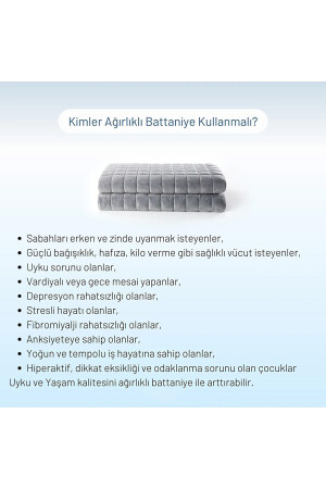 Ağırlıklı Battaniye Tek Kişilik Yorgan 6 Kg Gri 155x215 %100 Pamuk 4 Mevsim Kullanılabilir SNDYRGNNVRSİMLİ1113 - 3