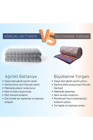 Ağırlıklı Battaniye Tek Kişilik Yorgan 6 Kg Gri 155x215 %100 Pamuk 4 Mevsim Kullanılabilir SNDYRGNNVRSİMLİ1113 - 5