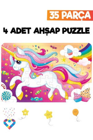 Ahşap 35 Parça 4 Adet Çocuk Puzzle - 4