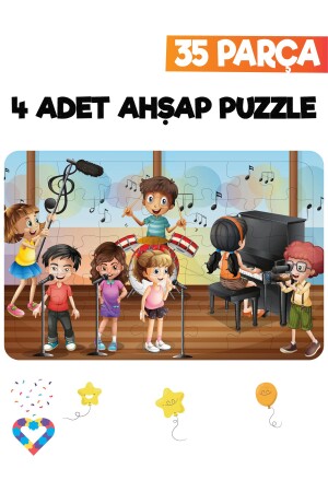 Ahşap 35 Parça 4 Adet Çocuk Puzzle - 6