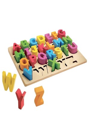 Ahşap 3d Büyük Harf Alfabe Yapboz Puzzle Bul Tak Çocuk Eğitici Oyuncak RoseRoi-3302288-7475 - 4