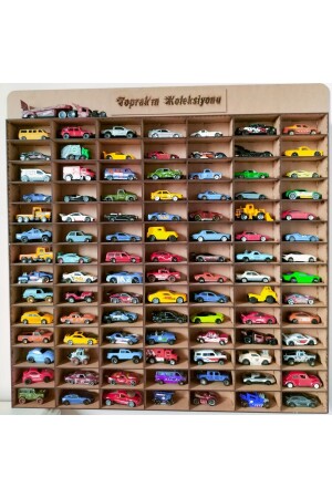 Ahşap 3mm Mdf Hot Wheels Çocuk Odası Oyuncak Araba Duvar Rafı 100 Araçlık - 7