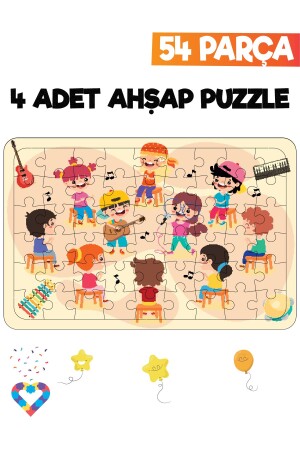 Ahşap 54 Parça 4 Adet Çocuk Puzzle - 6