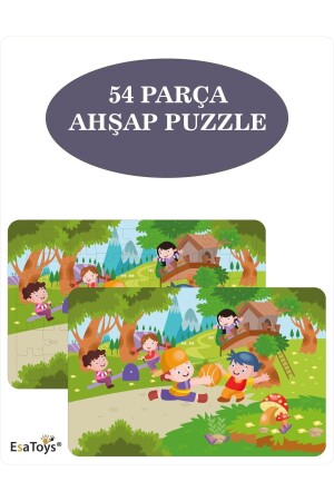 Ahşap 54 Parça Çocuk Puzzle - 1