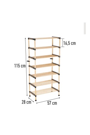 Ahşap 7 Katlı Ayakkabılık Çok Amaçlı Modüler Raf 57 Cm Genişlik - 8