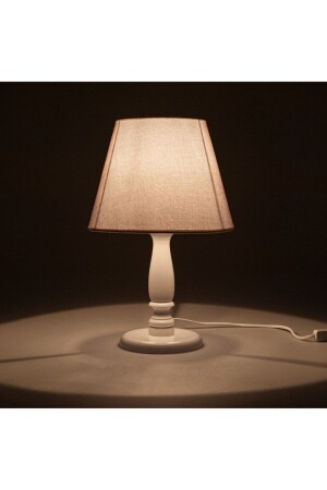 ظلّ مصباح من الخشب من طراز MNZ - قاعدة بيضاء / قبعة رمدية EVIDEA9386 - Safir Light