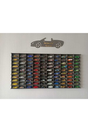 Ahşap Araba Rafı 100 'lü Dekoratif Eskitme Siyah 1-64 (hotwheels Ve Matchbox Arabalar Için Uygundur) - Crdesign