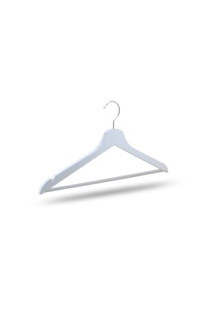 Ahşap Askı Barlı Elbise Pantolon Askısı Beyaz Renk 6 Adet M-002/ÇB BYZ 8 - 3