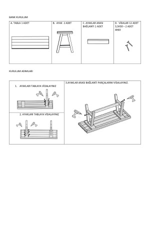 Ahşap Bank Bench 100 Cm Sandalye Mutfak Bank 250204 - 4