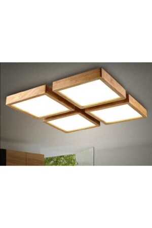 Ahşap Çerçeve Tavan Led Aydınlatma 4lü 30*30 Cm 4lü Takım Ücretsiz Kargo Beyazled Işık 6500k KARE30304LÜ - 2