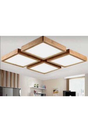 Ahşap Çerçeve Tavan Led Aydınlatma 4lü 30*30 Cm 4lü Takım Ücretsiz Kargo Beyazled Işık 6500k KARE30304LÜ - 5