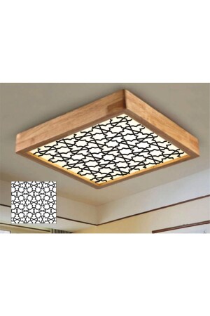 Ahşap Çerçeve Tavan Led Aydınlatma Avize 30*30cm Şelçuklu 6500k Beyaz Işık selcuklu3030 - 1