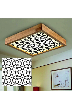 Ahşap Çerçeve Tavan Led Aydınlatma Avize 30*30cm Şelçuklu 6500k Beyaz Işık selcuklu3030 - 3