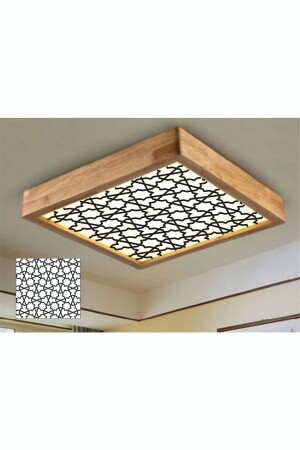 Ahşap Çerçeve Tavan Led Aydınlatma Avize 30*30cm Şelçuklu 6500k Beyaz Işık selcuklu3030 - 2