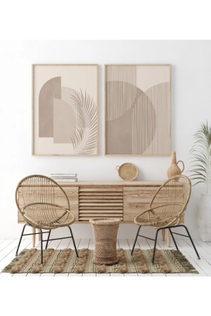Ahşap Çerçeveli 2 Li Soyut Tablo bomom - woodhomeworks