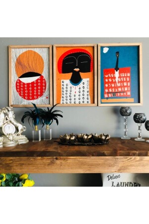 Ahşap Çerçeveli 3 Lü Bohemina Set Çok Renkli BOHEM56 - bihayaldekor