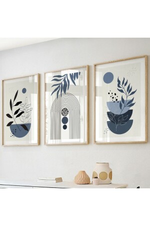 Ahşap Çerçeveli 3 Lü Soyut Tablo - Woodhomeworks