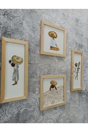 Ahşap Çerçeveli Bohem 4 Lü Set - Woodhomeworks