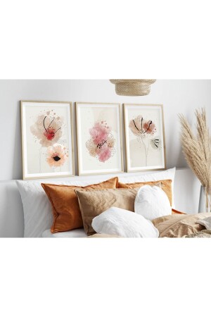 Ahşap Çerçeveli Minimalist 3’lü Tablo huhu205 - huhuli