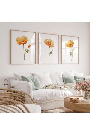 Ahşap Çerçeveli Tablo Seti California Poppy - Dekorsiahome