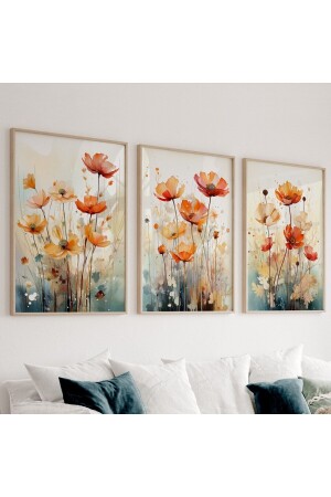 Ahşap Çerçeveli Tablo Seti MinimalistFlower - Dekorsiahome