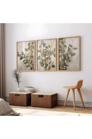 Ahşap Çerçeveli Tablo Seti Okaliptus - Dekorsiahome