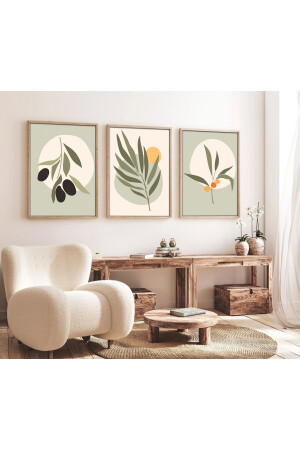 Ahşap Çerçeveli Zeytin 3'lü Tablo Huhu116 huhu116 - huhuli