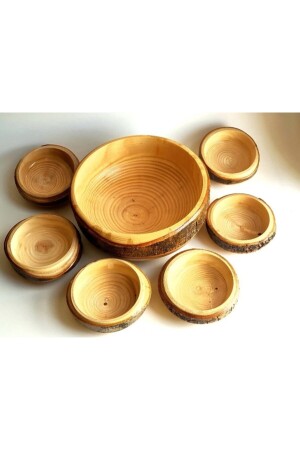 Ahşap Çerezlik - Kabuklu Doğal Ahşap Çerez Takımı- Wooden Cookie Set ÇRZTKM - 3