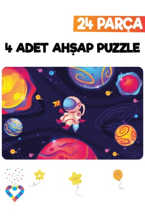 Ahşap Çocuk Puzzle 24 Parça 4 Adet - 3