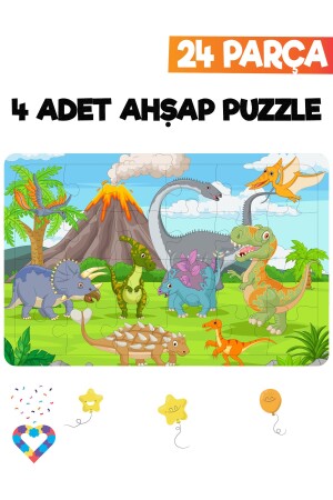 Ahşap Çocuk Puzzle 24 Parça 4 Adet - 3