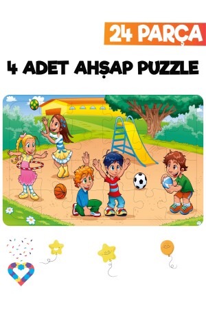 Ahşap Çocuk Puzzle 24 Parça 4 Adet - 4